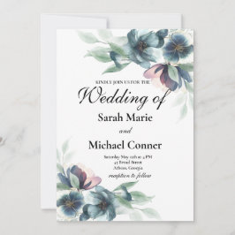 Bröllbjudan för vattenfärger blommor inbjudningar