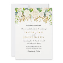 Bröllbjudan för vattenfärgsbröllop i guld Blommigt