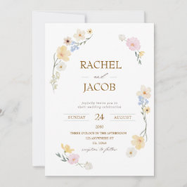 Bröllbjudan för vit Blommigt vattenfärgsfärg Inbjudningar