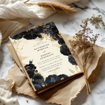 Bröllbjudan för Watercolor Guld svartfärgad ro