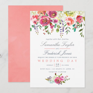 Bröllbjudan för Watercolor Rosa Peach Blommigt-brö Inbjudningar