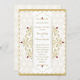 Bröllbjudan från indiska hinduer Guld Inbjudningar