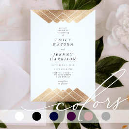 Bröllbjudan Geometric White Guld Gatsby Wedding Inbjudningar