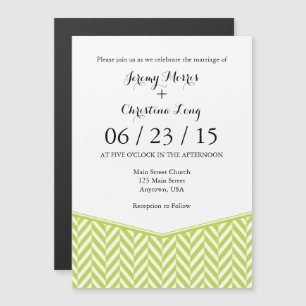 Bröllbjudan Lime Green Magnetic Herringbone Weddin Magnetisk Inbjudningskort