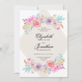 Bröllbjudan Pastel Watercolor Flowers Inbjudningar