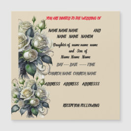 Bröllbjudan ro 5 x 7 creme magnetisk inbjudningskort