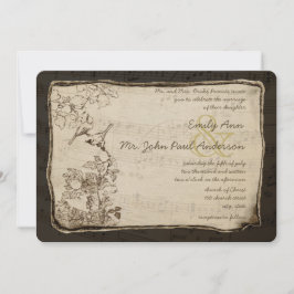Bröllbjudan Rustic Land Vintage Lovebird Inbjudningar