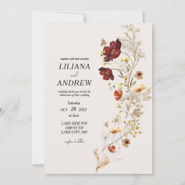 Bröllbjudan Rustic Wildbloms Watercolor Wedding Inbjudningar