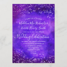 Bröllbjudan Starry Night Galaxy Watercolor Wedding Inbjudningar