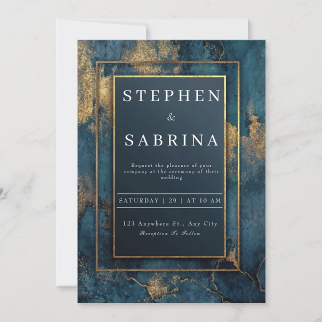 Bröllbjudan till Abstrakten för guld-flottan Inbjudningar (Framsida)