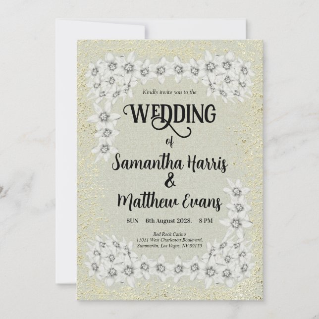 Bröllbjudan till anpassningsbarnas guldblommigt-el inbjudningar (Framsida)