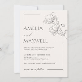 Bröllbjudan till Beige Elegance Snöre Inbjudningar