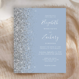 Bröllbjudan till Blåblått Silver Glitter