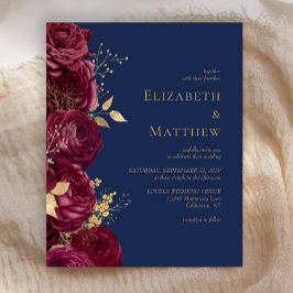 Bröllbjudan till Blått Blommigt i Burgundy-flottan