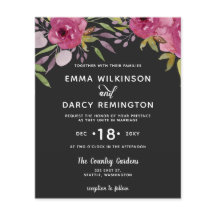 Bröllbjudan till Blommigt för Rosa av vattenfärg i