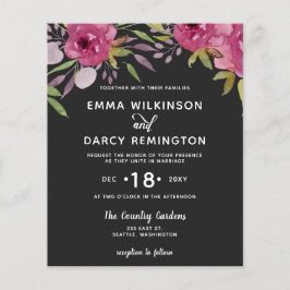 Bröllbjudan till Blommigt för Rosa av vattenfärg i