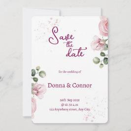 Bröllbjudan till Blommigt för  Rosa Watercolor- Inbjudningar