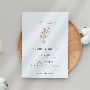 Bröllbjudan till Blommigt med minimalistisk vatten Inbjudningar