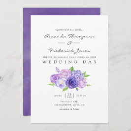 Bröllbjudan till Blommigt med ultraviolett vattenf Inbjudningar