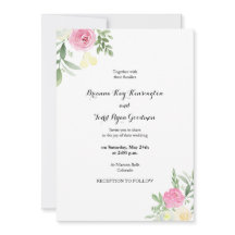 Bröllbjudan till Blommigt med vattenfärg