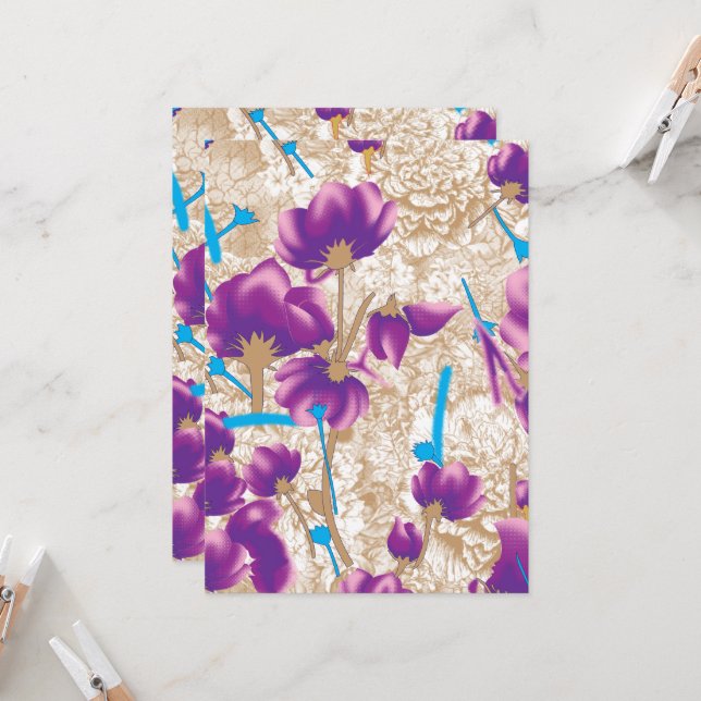 Bröllbjudan till Blommigt med vattenfärg | Rediger Inbjudningar (Fram/Back In Situ)