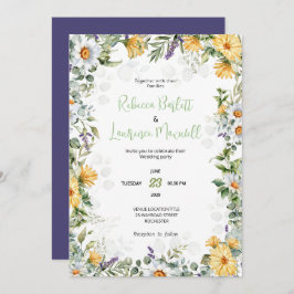 Bröllbjudan till blommigtar för modern vit gult inbjudningar