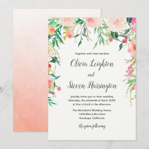 Bröllbjudan till Blommigten Boho Watercolor Inbjudningar