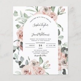 Bröllbjudan till Blommigten Budget Dusty Rosa ros