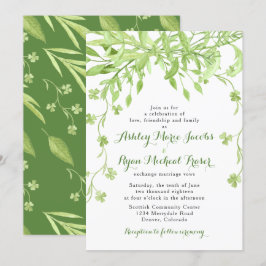 Bröllbjudan till Blommigten Greenery Klöver Inbjudningar