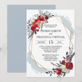 Bröllbjudan till Blommigten Guld Geometric Boho Inbjudningar