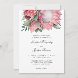 Bröllbjudan till Blommigten kung Protea Watercolor Inbjudningar
