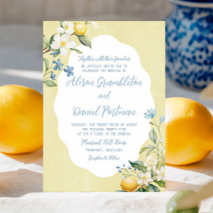 Bröllbjudan till Blommigten La Dolce Vita Lemon Inbjudningar