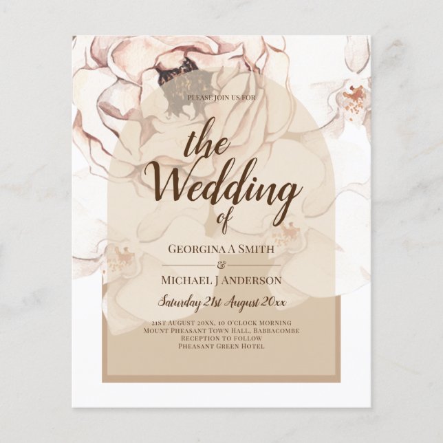 Bröllbjudan till Blommigten LeahG  Rosa Champagne Flygblad (Framsidan)