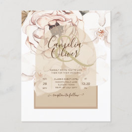 Bröllbjudan till Blommigten LeahG  Rosa Champagne Flygblad