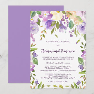 Bröllbjudan till Blommigten Lilac Watercolor-bröll Inbjudningar