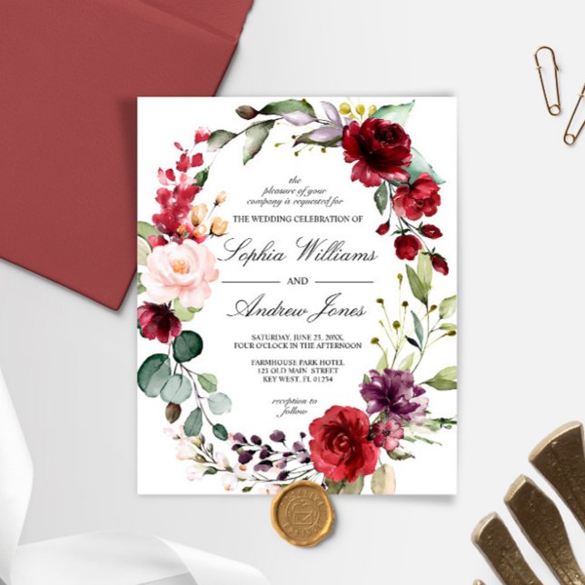 Bröllbjudan till Blommigten Marsala Ro (Skapare uppladdad)