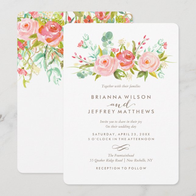 Bröllbjudan till Blommigten ro Garden  Inbjudningar (Fram/baksida)