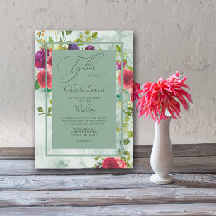 Bröllbjudan till Blommigten ro Passion Watercolor- Inbjudningar