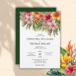 Bröllbjudan till Blommigten Tropical Watercolor-br Inbjudningar