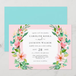 Bröllbjudan till Blommigten Tropical Watercolor-br Inbjudningar