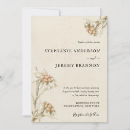 Bröllbjudan till Blommigten vintage Edelweiss Inbjudningar