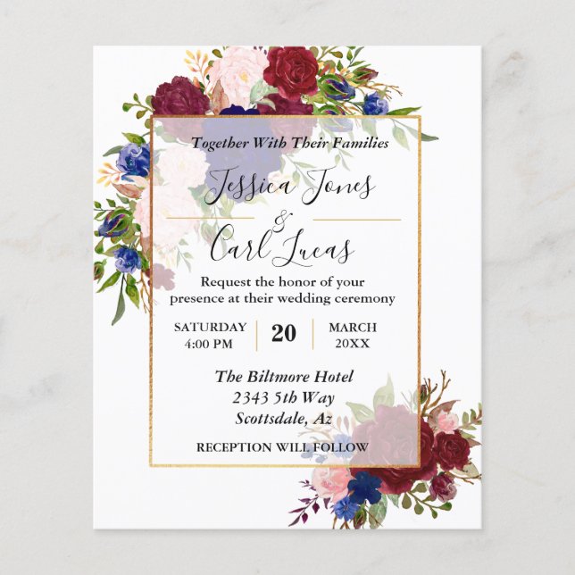 Bröllbjudan till borgmästaren i Guld vid marinen B Flygblad (Framsidan)