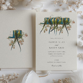 Bröllbjudan till botaniskt elegance Parrot-bröllop Inbjudningar