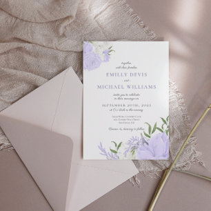 Bröllbjudan till botaniskt Periwinkle Watercolor W Inbjudningar