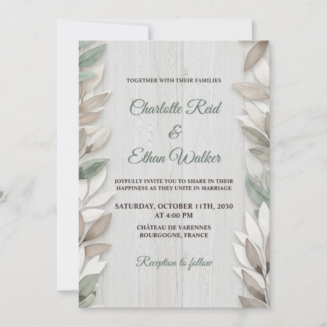 Bröllbjudan till botaniskt Rustic Watercolor Weddi Inbjudningar (Framsida)