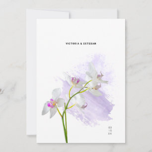 Bröllbjudan till botaniskt vattenfärgsorchid-bröll inbjudningar
