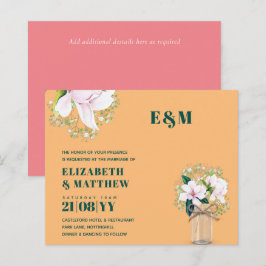 Bröllbjudan till BUDGET Blommigt Rosa Magnolias Gr