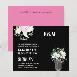 Bröllbjudan till BUDGET Blommigt Rosa Magnolias Gr