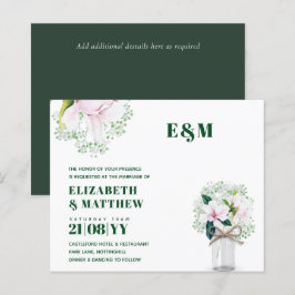 Bröllbjudan till BUDGET Blommigt Rosa Magnolias Gr