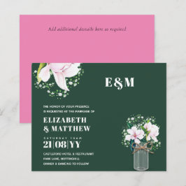 Bröllbjudan till BUDGET Blommigt Rosa Magnolias Gr